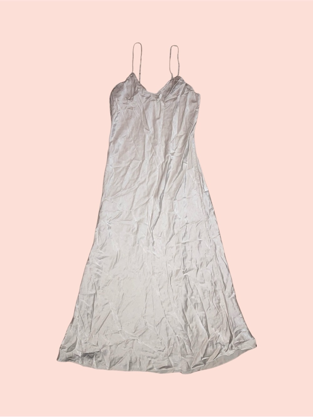 Vintage 90s Nordstrom 100% Silk Ivory Bias Cut Slip Dress Nightgown